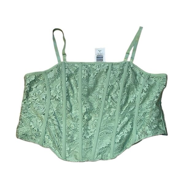 Torrid Lace power Mesh Crop Corset, smoke green, 1X, 14-16 - Picture 1 of 6